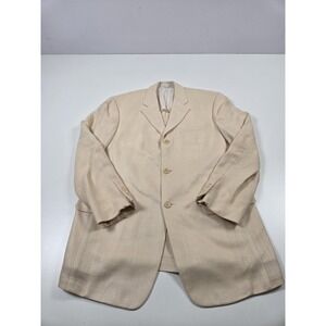 Salvatore Ferragamo Blazer Mens 40R Beige Silk Wool Made In Italy Sport Coat